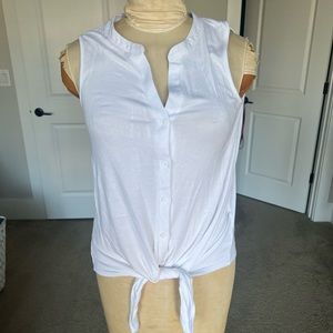 White button tie top